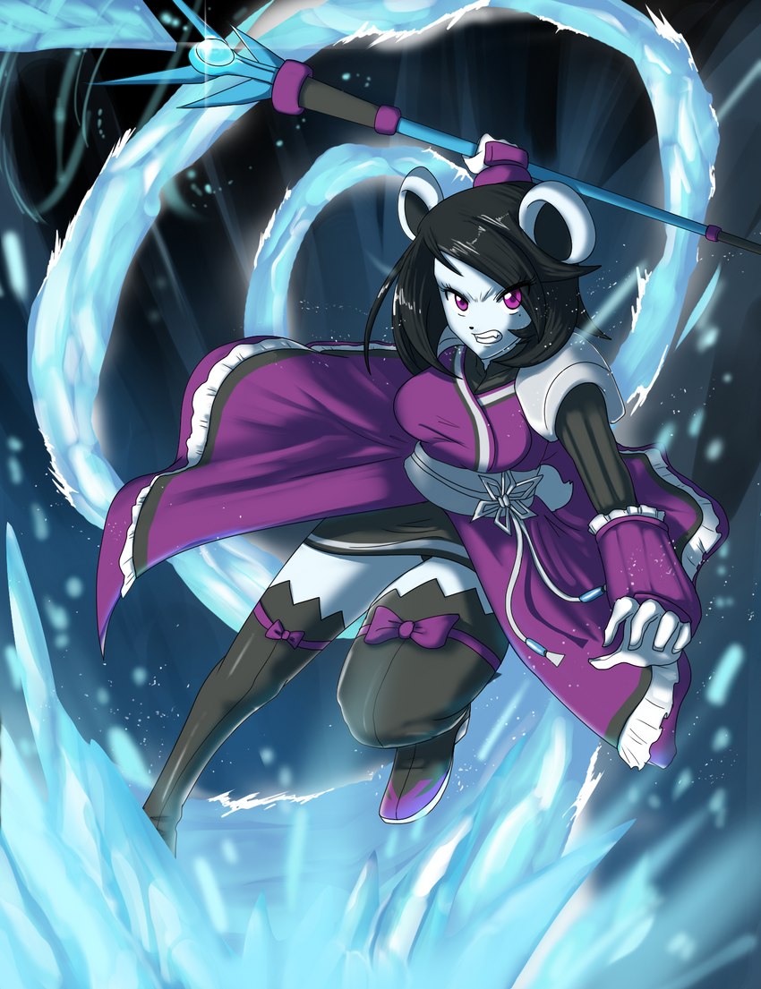 angry anthro black_hair clothed clothing female fur hair ice legwear purple_eyes solo staff thigh_highs white_body white_fur sonicboom30813 freedom_planet galaxytrail neera_li bear giant_panda mammal 2020 digital_media_(artwork) hi_res