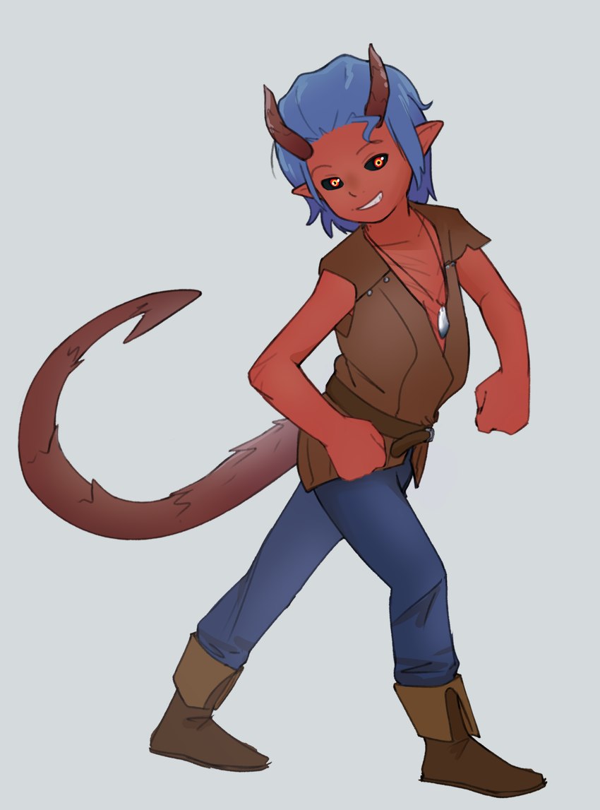 biped blue_hair clothed clothing fingers hair horn humanoid_pointy_ears male not_furry pointy_ears red_body red_skin solo tail young young_humanoid young_male numberfour baldur's_gate baldur's_gate_3 larian_studios mattis_(baldur's_gate) demon demon_humanoid horned_humanoid humanoid tailed_humanoid tiefling absurd_res hi_res