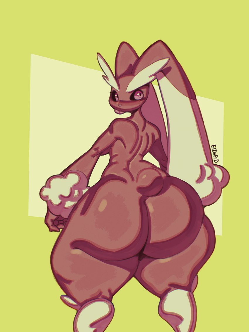 anthro big_butt blush breasts brown_body butt female huge_butt hyper hyper_butt long_ears nude simple_background solo thick_thighs wide_hips eldiipiid nintendo pokemon generation_4_pokemon lopunny pokemon_(species) 3:4 absurd_res digital_media_(artwork) hi_res