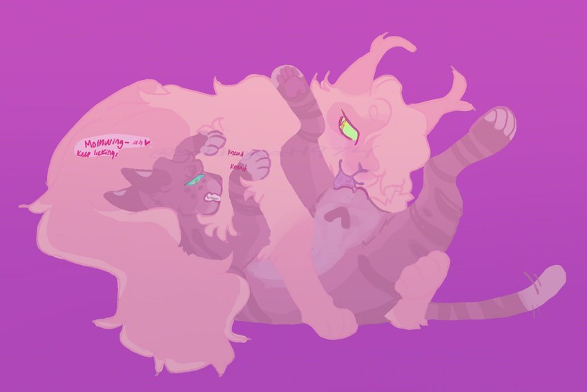 cunnilingus dialogue duo female female/female feral genitals heart_pattern kneading markings oral pink_body purple_background pussy sex simple_background striped_body striped_markings striped_tail stripes tail tail_markings text vaginal soldogcat1974 warriors_(book_series) leafpool_(warriors) mothwing_(warriors) domestic_cat felid feline felis mammal 2022 english_text hi_res