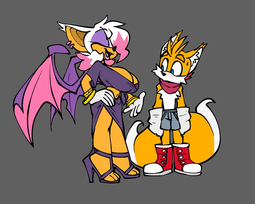 miles prower and rouge the bat (sonic the hedgehog (series) and etc) created by bigdad, nickanater1 (artist), and third-party edit