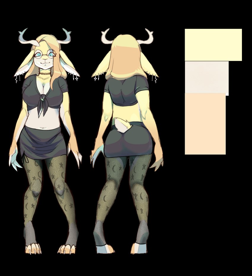 anthro antlers breasts clothed clothing ear_piercing female fishnet_clothing fishnet_legwear horn legwear looking_at_viewer piercing solo topwear imaaahorny coraline_brown jackalope lagomorph mammal digital_media_(artwork) hi_res trans_(lore) trans_woman_(lore)