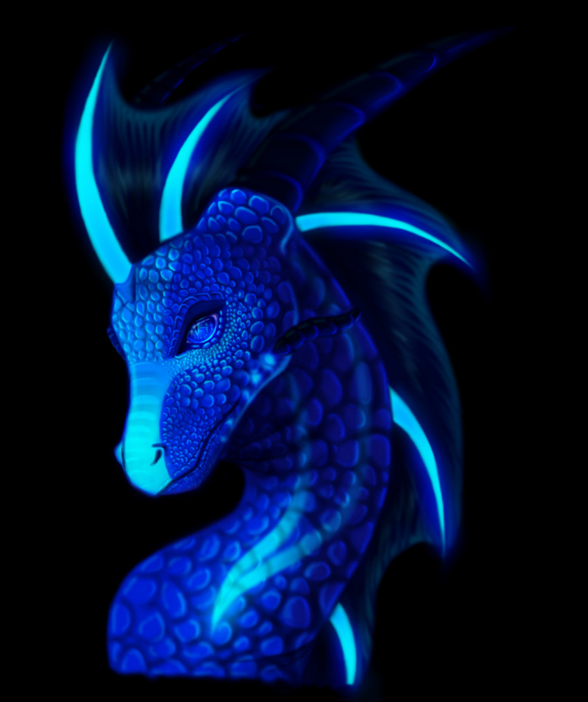 black_background blue_body blue_eyes blue_scales frill_(anatomy) frill_spines glowing head_crest head_frill horn membrane_(anatomy) membranous_frill scales simple_background solo spines plaguedogs123 mythology dragon mythological_creature mythological_scalie scalie 2020 absurd_res black_and_blue digital_media_(artwork) hi_res monochrome