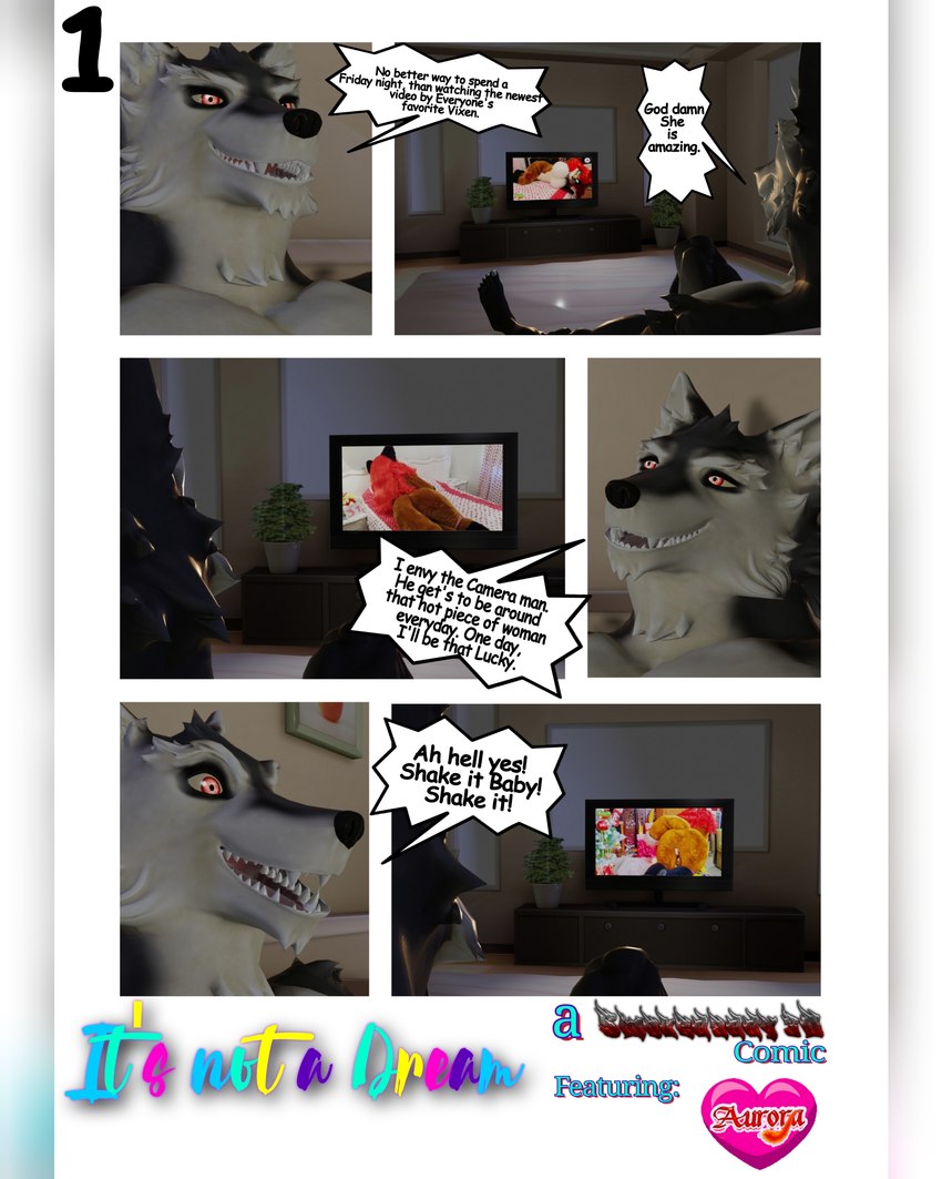 anthro bedroom_eyes big_breasts big_butt breasts butt clothing costume dialogue electronics female fur fursuit green_eyes hair looking_at_viewer male narrowed_eyes open_mouth orange_body orange_fur red_hair seductive smile solo television text white_body smokedaddy aurora_spencer canid canine canis fox mammal wolf 3d_(artwork) absurd_res blender_(artwork) comic digital_media_(artwork) english_text hi_res