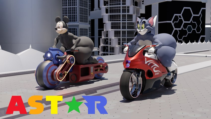 anthro barefoot big_butt building butt feet future futuristic male male/male motorcycle nude nude_anthro raised_tail riding_motorcycle tail text thick_thighs vehicle wheel wide_hips sparkliiastor disney metro-goldwyn-mayer metropolis mickey_mouse_clubhouse tom_and_jerry mickey_mouse thomas_cat domestic_cat felid feline felis mammal mouse murid murine rodent 16:9 3d_(artwork) 4k absurd_res crossover digital_media_(artwork) hi_res watermark widescreen