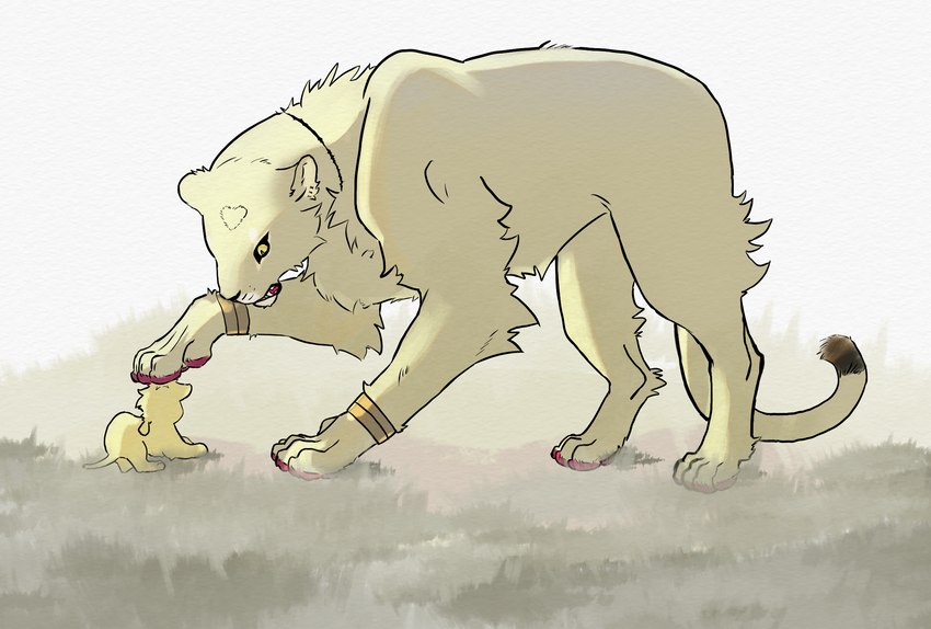 alternate_species bracket duo feral fur furrification headpat male scar size_difference yellow_body yellow_fur boni_(artist) jojo's_bizarre_adventure dio_brando giorno_giovanna felid lion mammal pantherine hi_res father_(lore) father_and_child_(lore) father_and_son_(lore) parent_(lore) parent_and_child_(lore) parent_and_son_(lore) son_(lore)