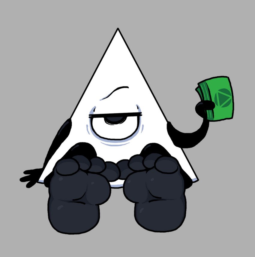 1_eye feet foot_focus humanoid_feet male money mouthless not_furry plantigrade simple_background solo triangular_body scary_lemon nuclear_throne yung_venuz alien eye_of_providence hi_res