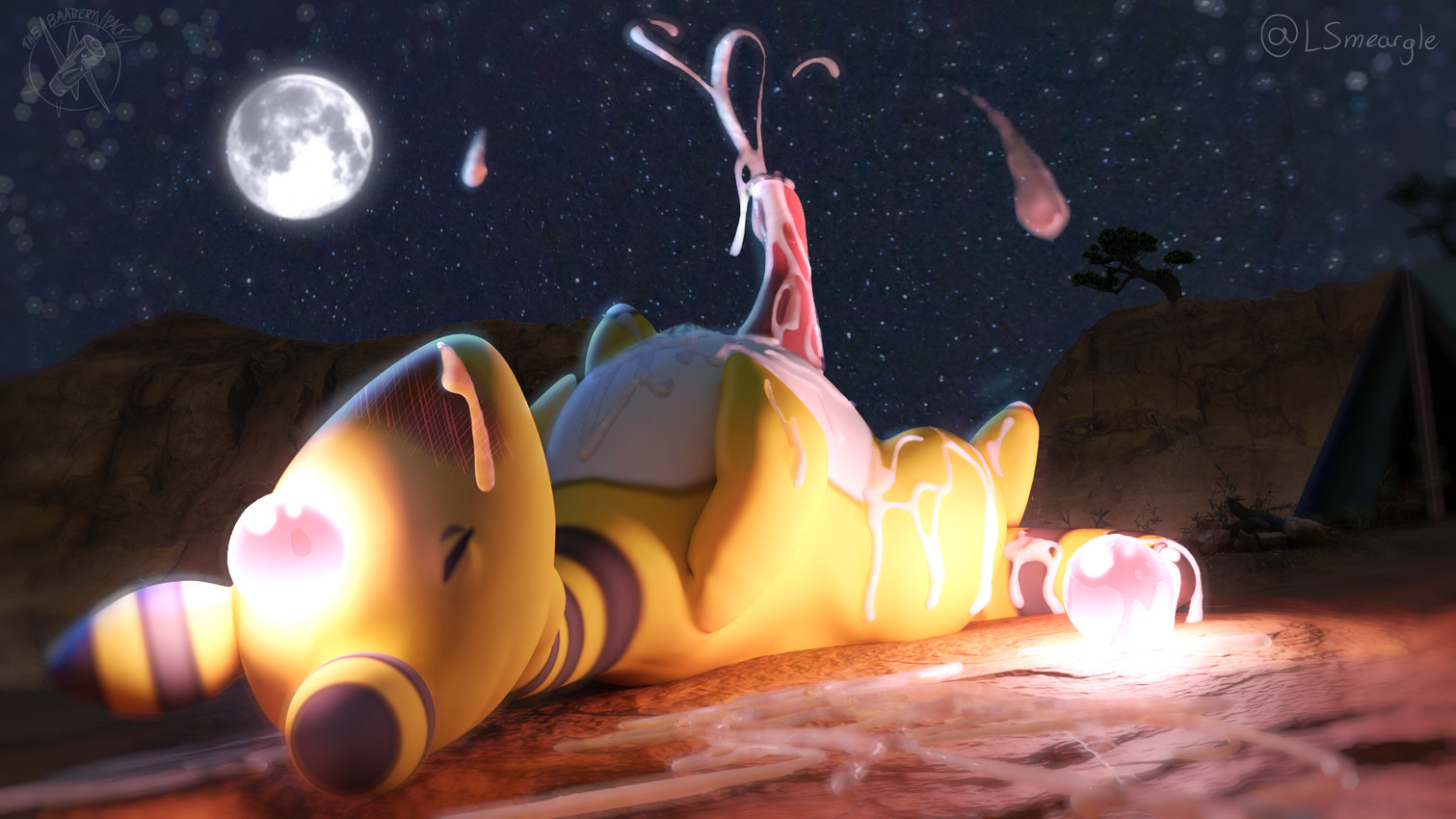 animal_genitalia blush bodily_fluids campfire camping canyon cum cum_covered cum_on_face cumshot desert ejaculation erection excessive_cum excessive_genital_fluids eyes_closed feral genital_fluids genitals glowing glowing_tail hands-free male messy moon night nude open_mouth orgasm outside penis plant sky solo tail tent tree yellow_body smeargle20 nintendo pokemon ampharos generation_2_pokemon mammal pokemon_(species) 16:9 3d_(artwork) digital_media_(artwork) hi_res widescreen