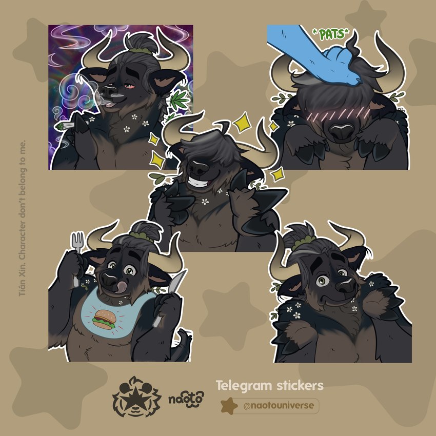 anthro drugs male male_anthro marijuana marijuana_blunt marijuana_fumes marijuana_leaf smoking smoking_marijuana solo sticker sticker_pack telegram_sticker naoto bovid bovine mammal 1:1 hi_res