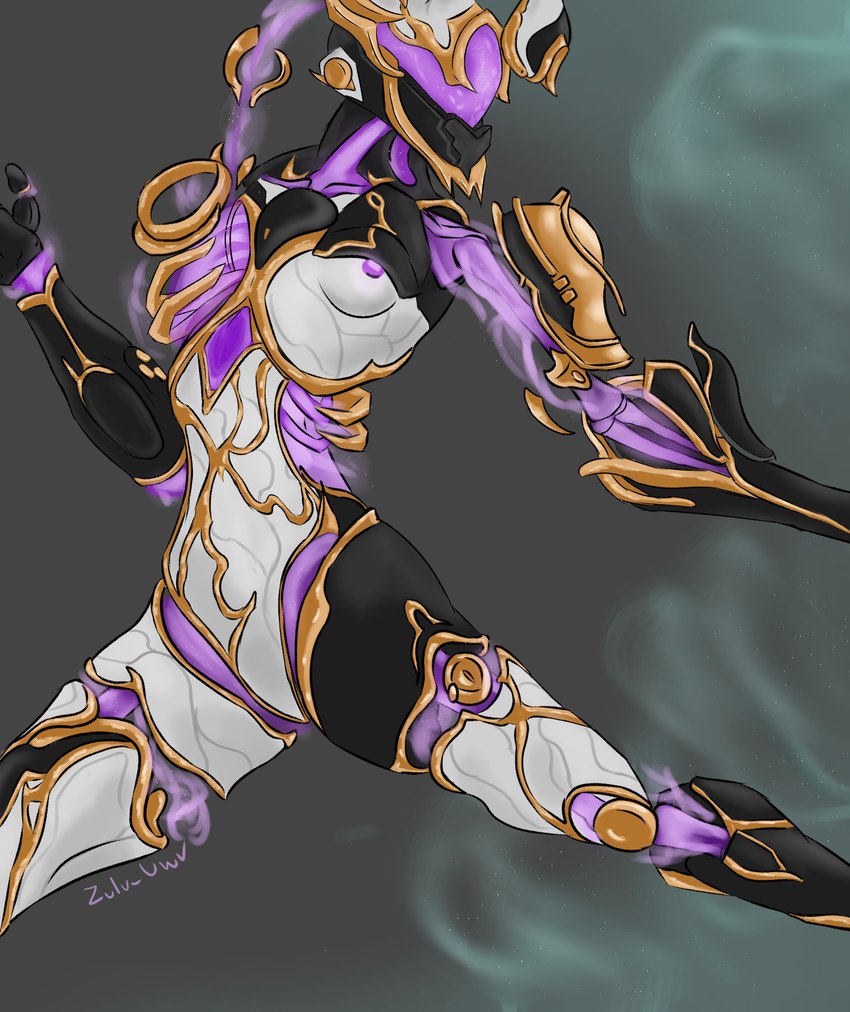 ambiguous_gender biped energy featureless_crotch floating glowing gold_(metal) machine nipples not_furry simple_background skeletal solo zulu_uwu digital_extremes tencent warframe xaku_(warframe) humanoid warframe_(species) absurd_res hi_res nonbinary_(lore)