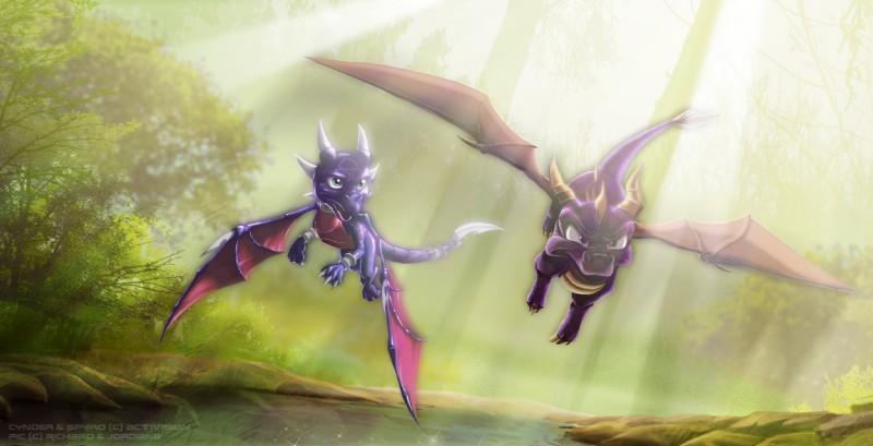 cynder and spyro (european mythology and etc) created by lionheartcartoon