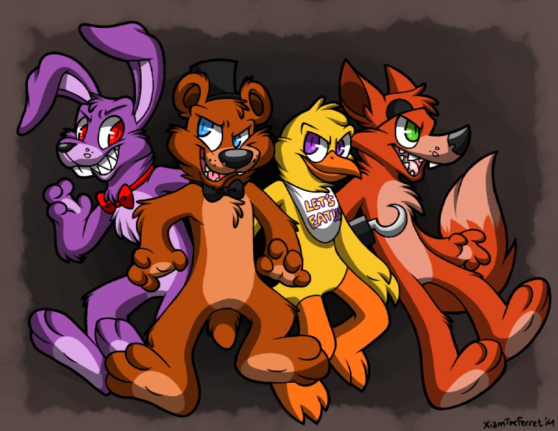 bonnie, chica, foxy, and freddy (five nights at freddy's and etc) created by xiamtheferret