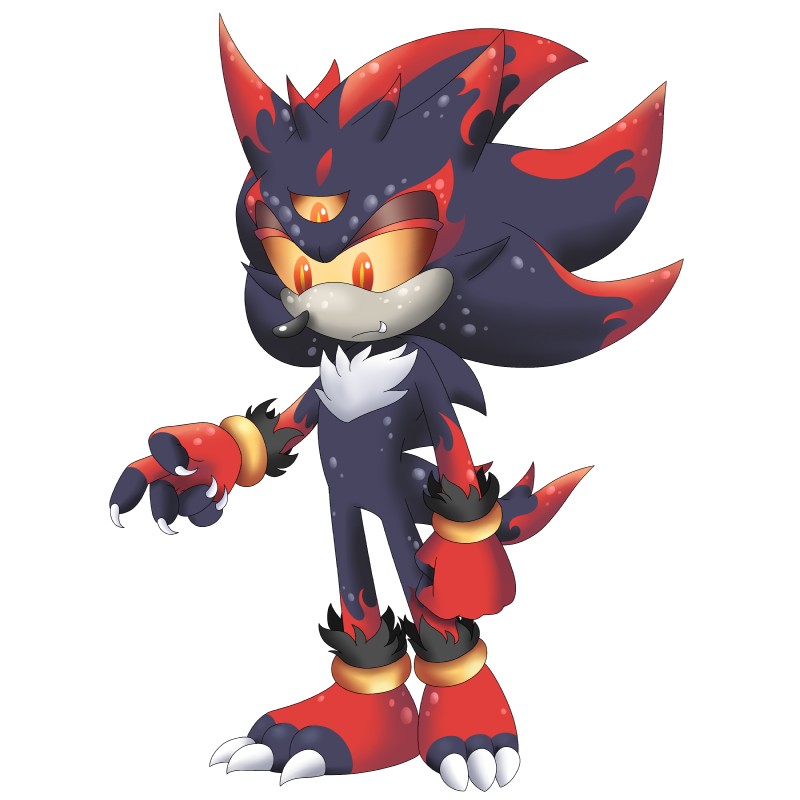 alternate_species anthro claws male solo teeth chocolatechippi sega sonic_the_hedgehog_(series) shadow_the_hedgehog alien black_arms_(sonic) eulipotyphlan hedgehog hybrid mammal 1:1 absurd_res hi_res