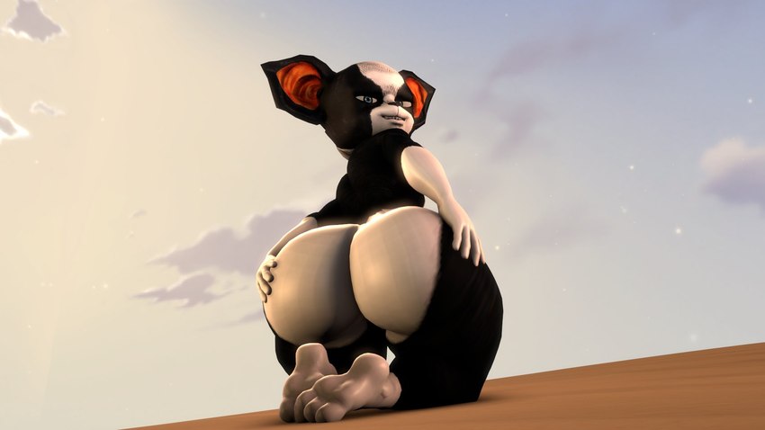 3_toes anthro big_butt black_body black_fur blue_eyes bottom_heavy bubble_butt butt desert detailed_background feet femboy fingers fur hand_on_butt hand_on_own_butt huge_butt huge_hips huge_thighs kneeling looking_at_viewer looking_back looking_back_at_viewer male multicolored_body multicolored_fur nude nude_anthro nude_male outside smile smiling_at_viewer solo thick_thighs toes two_tone_body two_tone_fur white_body white_fur wide_hips aidenz jojo's_bizarre_adventure iggy_(jjba) boston_terrier canid canine canis domestic_dog hunting_dog mammal molosser small_molosser terrier toy_dog 16:9 2023 3d_(artwork) digital_media_(artwork) hi_res source_filmmaker_(artwork) widescreen