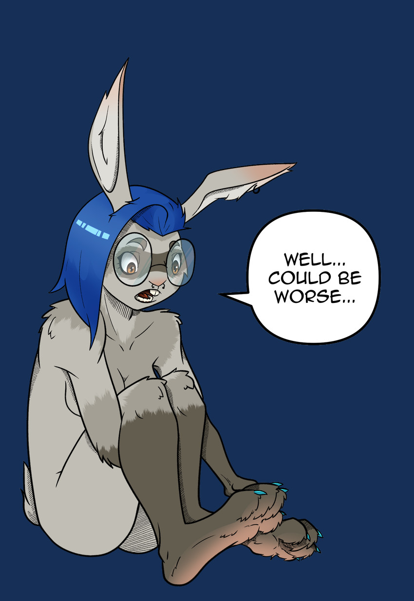 anthro barefoot blue_hair buckteeth colored_nails dialogue eyewear feet female glasses hair holidays implied_transformation nailpolish nails nude nude_anthro nude_female round_glasses solo teeth text transformation underpaw psychopolecat easter easter_bunny erika_(psychopolecat) humanoid lagomorph leporid mammal rabbit alpha_channel english_text hi_res trans_(lore) trans_woman_(lore)