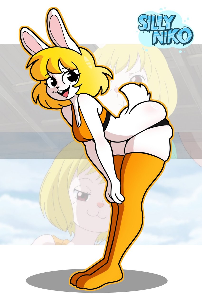 anthro blonde_hair breasts butt clothed clothing female fur hair happy looking_at_viewer open_mouth panties skimpy solo thick_thighs underwear white_body white_fur wide_hips sillyniko one_piece toei_animation carrot_(one_piece) lagomorph leporid mammal minkmen_(one_piece) rabbit 2025 hi_res reference_image