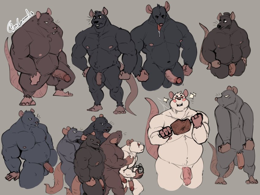 4_fingers 4_toes alcohol angry anthro areola arm_tuft armpit_tuft ball_size_difference balls beer belly belly_tuft beverage biceps big_balls big_belly big_biceps big_deltoids big_muscles big_pecs big_tail black_arms black_balls black_belly black_body black_butt black_chest black_face black_flesh black_fur black_legs black_neck black_nose black_whiskers blush blush_stickers bodily_fluids bone brown_arms brown_balls brown_belly brown_body brown_butt brown_chest brown_ears brown_face brown_fur brown_legs brown_neck butt can cheek_tuft chest_tuft chin_tuft circumcised circumcision_scar closed_frown container crouching dark_arms dark_back dark_balls dark_belly dark_body dark_butt dark_chest dark_ears dark_face dark_flesh dark_fur dark_inner_ear dark_legs dark_neck dark_nipples dark_nose dark_penis dark_tail dark_whiskers deltoids dripping eating eating_food empty_eyes erection eye_scar facial_scar facial_tuft feet fingers fist flaccid food forearm_muscles foreskin front_view frown fur genital_scar genitals glans glare grey_arms grey_back grey_background grey_balls grey_belly grey_body grey_butt grey_chest grey_face grey_fur grey_legs grey_neck group grumpy half-erect hand_on_ground hand_on_leg head_tuft high-angle_view himbo holding_beer holding_beverage holding_can holding_container holding_object huge_deltoids huge_muscles huge_pecs humanoid_genitalia humanoid_hands humanoid_penis hyper hyper_muscles hyper_pecs latissimus_dorsi light_areola light_arms light_balls light_belly light_body light_chest light_ears light_eyes light_face light_feet light_fingers light_flesh light_glans light_hands light_inner_ear light_legs light_neck light_nipples light_nose light_penis light_tail light_toes light_tongue long_arms long_tail looking_aside looking_at_viewer looking_forward looking_up male male_anthro manly mature_anthro mature_male meat monotone_arms monotone_back monotone_balls monotone_belly monotone_body monotone_butt monotone_chest monotone_face monotone_feet monotone_flesh monotone_fur monotone_genitals monotone_hands monotone_inner_ear monotone_legs monotone_neck monotone_penis monotone_tail monotone_whiskers moobs multicolored_body muscle_size_difference musclegut muscular muscular_anthro muscular_arms muscular_legs muscular_male muscular_thighs navel nipples nude_anthro nude_male obese obese_anthro obese_male obliques open_frown open_mouth overweight overweight_anthro overweight_male partially_retracted_foreskin pecs penis penis_size_difference pink_body pink_ears pink_feet pink_fingers pink_flesh pink_glans pink_hands pink_inner_ear pink_nipples pink_nose pink_penis pink_scar pink_tail pink_toes plantigrade pose presenting presenting_penis quads realistic_penis_size red_eyes red_tongue saggy_balls saliva saliva_drip saliva_on_tongue scar serratus side_view simple_background sitting slightly_chubby slightly_chubby_anthro slightly_chubby_male small_balls small_penis solo spread_legs spreading standing tail thick_arms thick_neck thick_penis thick_thighs three-quarter_view toes tongue tongue_out toony top_heavy trapezius triceps tuft two_tone_body two_tone_flesh vein veiny_penis whiskers white_arms white_balls white_belly white_body white_butt white_chest white_eyes white_face white_legs white_neck wide_stance pure_command mammal murid murine rat rodent 2022 4:3 colored digital_drawing_(artwork) digital_media_(artwork) flat_colors hi_res multiple_images signature