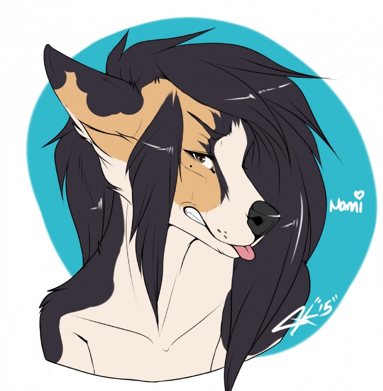 anthro female half-closed_eyes looking_at_viewer narrowed_eyes simple_background solo tongue tongue_out dotsfa canid canine canis mammal wolf hi_res