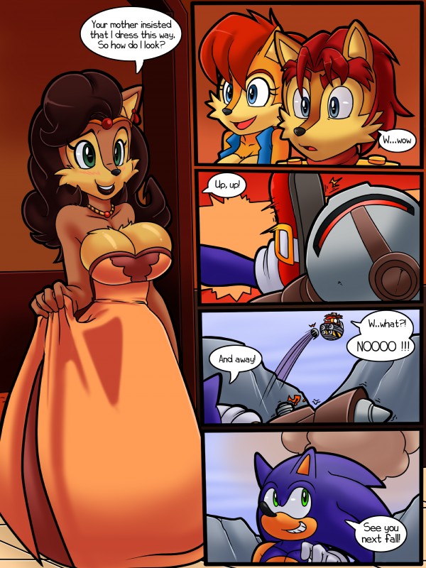 anthro big_breasts breasts clothing dialogue female group machine male text tight_clothing little-gray-bunny superbunnygt archie_comics sega sonic_the_hedgehog_(archie) sonic_the_hedgehog_(comics) sonic_the_hedgehog_(series) dr._eggman elias_acorn megan_acorn sally_acorn sonic_the_hedgehog swatbot chipmunk eulipotyphlan ground_squirrel hedgehog mammal robot rodent sciurid absurd_res comic digital_media_(artwork) english_text hi_res