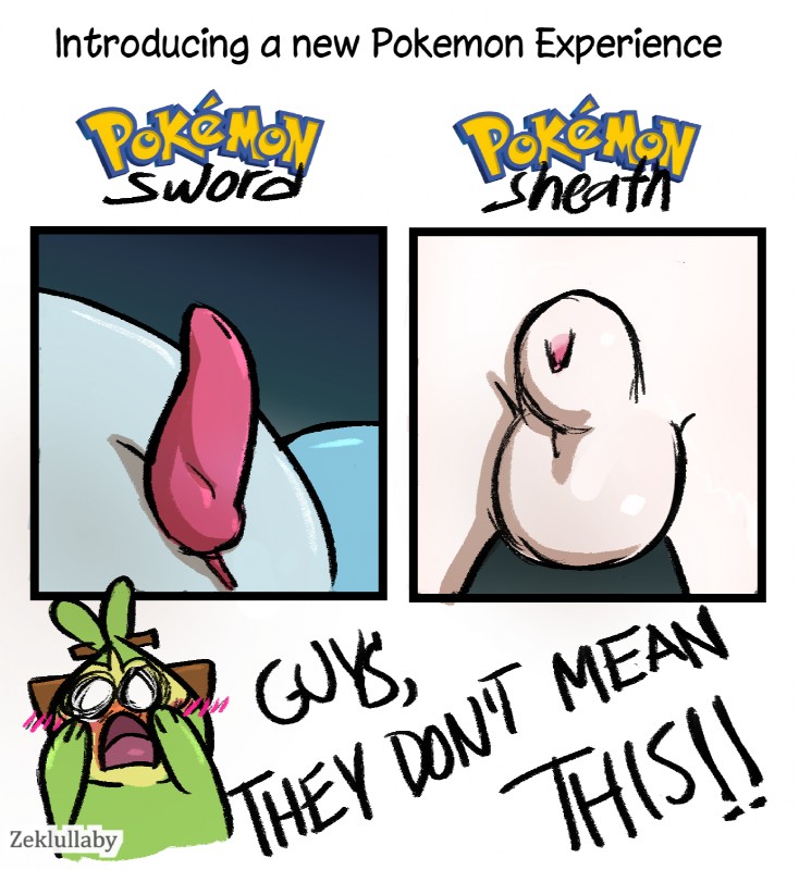 animal_genitalia balls crotch_shot embarrassed flustered fully_sheathed genital_slit genitals looking_at_viewer male penis presenting sheath simple_background starter_trio text zeklullaby nintendo pokemon generation_8_pokemon grookey lagomorph mammal pokemon_(species) primate reptile scalie scorbunny sobble 2019 comic digital_media_(artwork) english_text hi_res