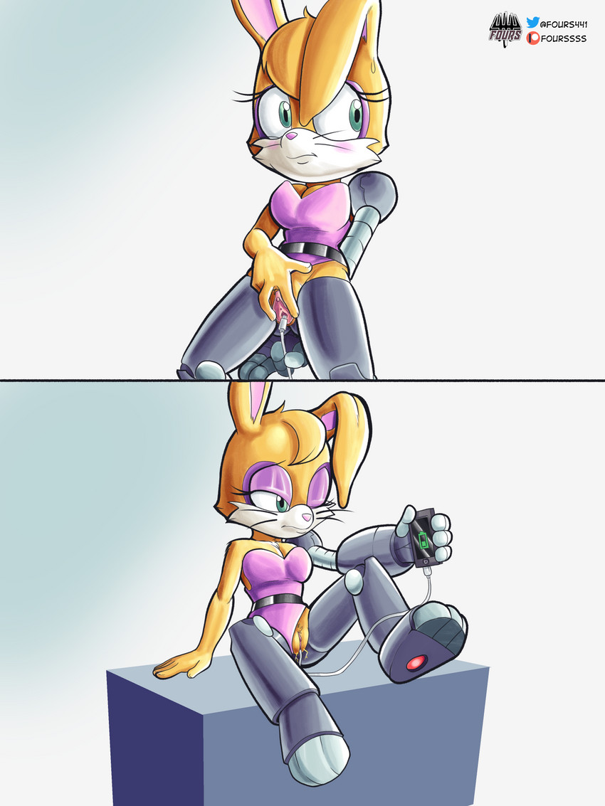 anthro cybernetics electronics female genitals humor machine penetration phone phone_charger pussy solo spread_pussy spreading vaginal vaginal_penetration fourssss archie_comics sega sonic_the_hedgehog_(archie) sonic_the_hedgehog_(comics) sonic_the_hedgehog_(series) bunnie_rabbot cyborg lagomorph leporid mammal rabbit 3:4 comic hi_res