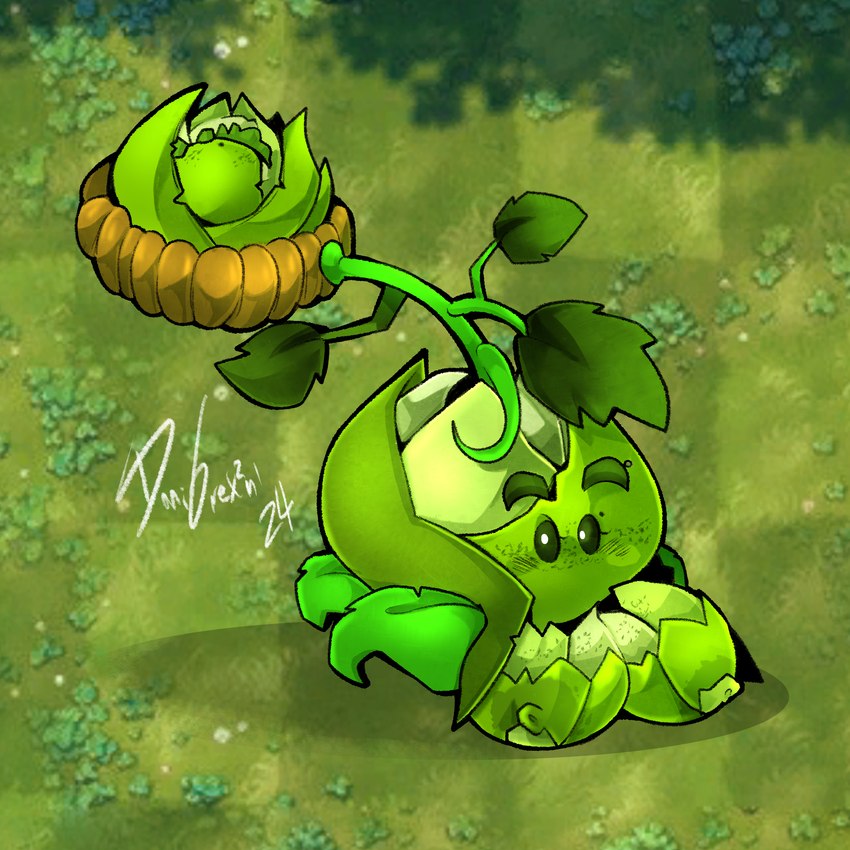 big_breasts blush blush_lines breasts cabbage catapult eyebrows female food freckled_breasts freckles genitals green_eyebrows green_eyes leaf mouthless nipple_outline plant pussy solo vegetable danigrex2n electronic_arts plants_vs._zombies popcap_games cabbage_pult_(pvz) elemental_creature flora_fauna food_creature living_vegetable 1:1 2024 absurd_res artist_name hi_res signature