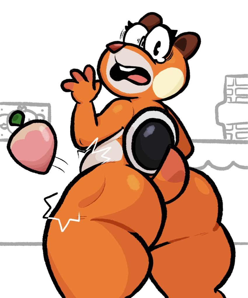 anthro belly big_belly big_butt butt looking_at_viewer looking_back looking_back_at_viewer open_mouth orange_body rear_view scut_tail short_tail simple_background solo standing surprised_expression tail thick_thighs white_background white_belly lewdewott mario_bros nintendo skedaddler 2024 digital_drawing_(artwork) digital_media_(artwork) hi_res