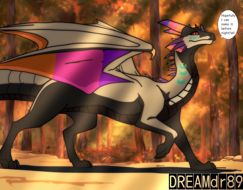 anthro digitigrade female feral membrane_(anatomy) membranous_wings quadruped solo tail text wings dreamdragon89 european_mythology mythology roses_in_the_flames dragon hybrid mammal mythological_creature mythological_scalie reptile scalie western_dragon absurd_res english_text hi_res