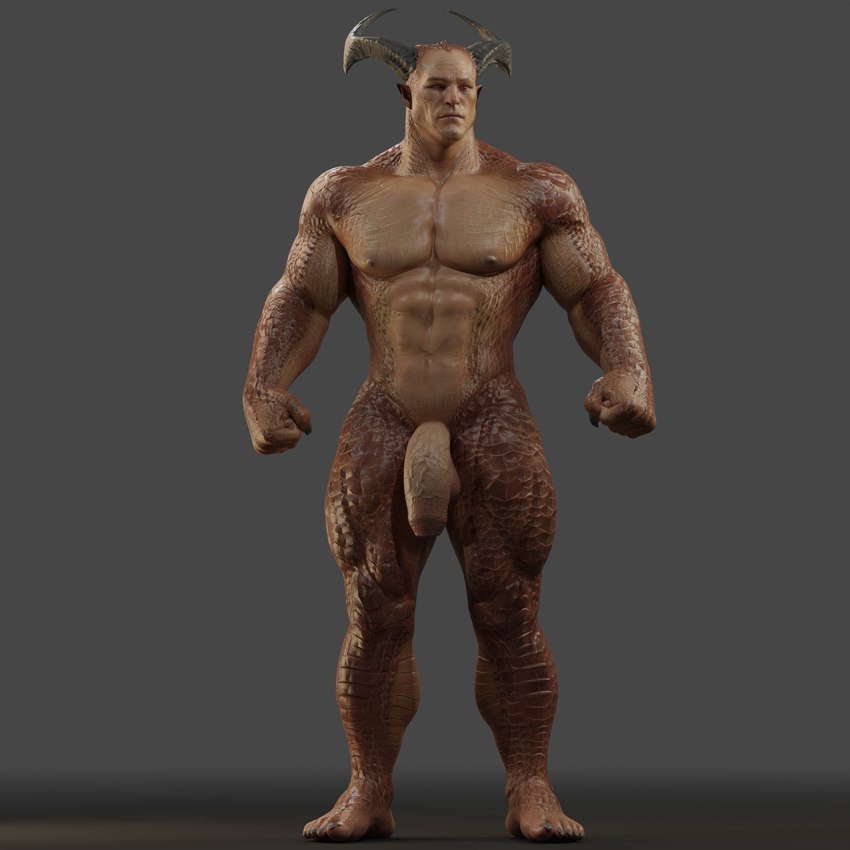 2_horns abs balls genitals horn male muscular muscular_humanoid muscular_male nipples pecs penis scales solo vein veiny_penis voluox mortal_kombat mortal_kombat_1 mythology shao_kahn animal_humanoid dragon dragon_humanoid humanoid mythological_creature mythological_scalie scalie 1:1 3d_(artwork) absurd_res digital_media_(artwork) hi_res