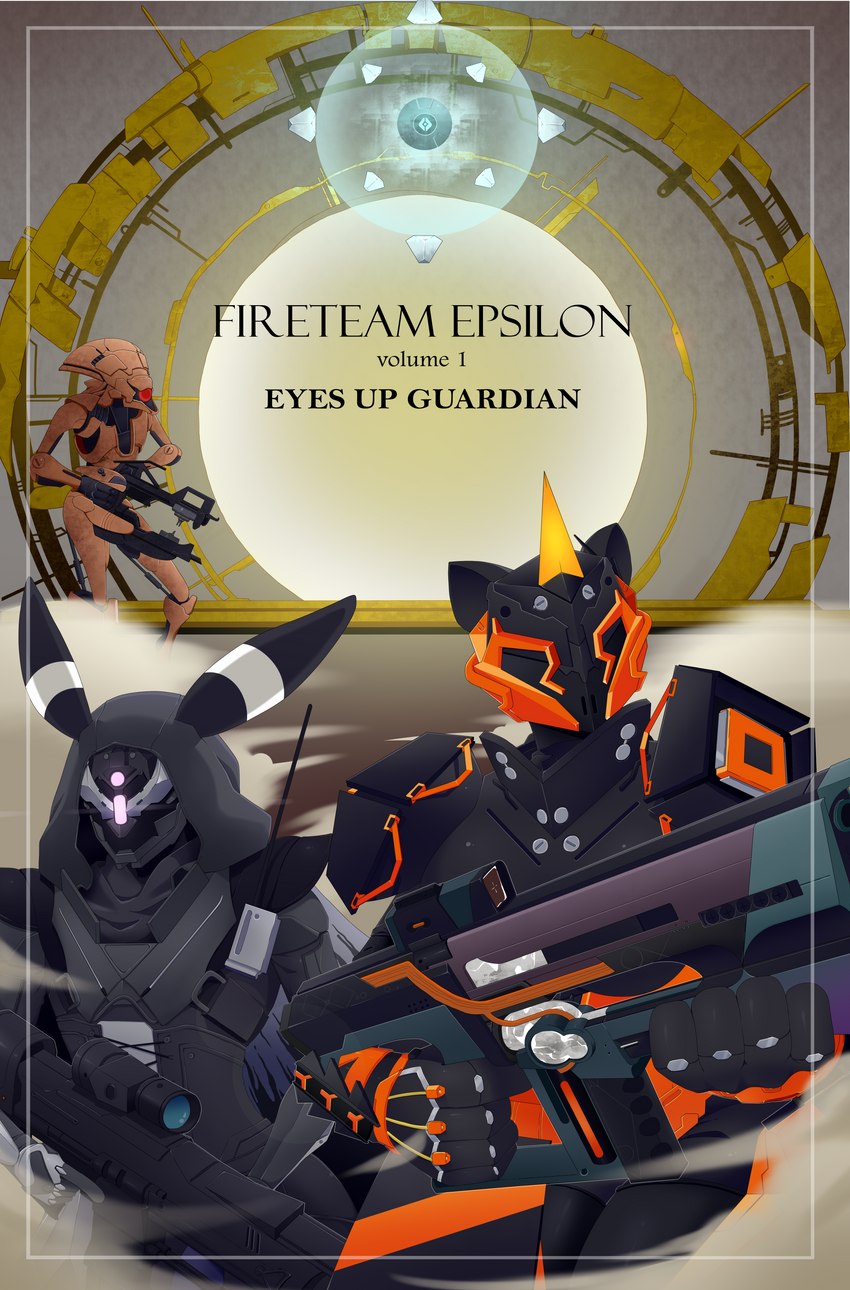 al_sensei armor auto_rifle comic_cover_page destiny false_promises_(weapon) frozen_orbit_(weapon) guardian gun hunter portal ranged_weapon rifle sniper sniper_rifle text vex_goblin vex_portal weapon zeta_zeraora_(artist) destiny_(video_game) destiny_2 fireteam_epsilon nintendo pokemon guardian_(destiny) hunter_(destiny) sigma_(umbreon) titan_(destiny) zeta_(zeraora) eeveelution generation_2_pokemon generation_7_pokemon ghost ghost_(destiny) goblin humanoid legendary_pokemon pokemon_(species) spirit umbreon zeraora absurd_res comic cover cover_art cover_page english_text hi_res