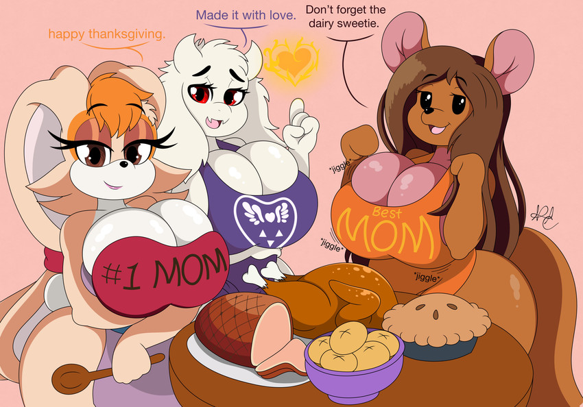 kanga, toriel, and vanilla the rabbit (sonic the hedgehog (series) and etc) created by nr ac
