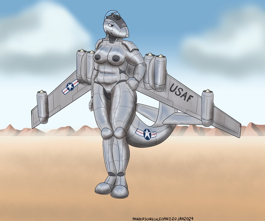 aircraft airplane anthro barely_visible_genitalia barely_visible_pussy big_breasts bomber breasts chrome_body cloud desert desert_background dust female genitals grumpy hand_on_hip jet machine navel nipples nude outside purple_eyes pussy slightly_chubby slightly_chubby_female solo standing vehicle panzerschreckleopard b-47_stratojet united_states_air_force natasha_(panzerschreckleopard) aircraft_humanoid living_aircraft living_machine living_vehicle 2024 6:5 absurd_res hi_res