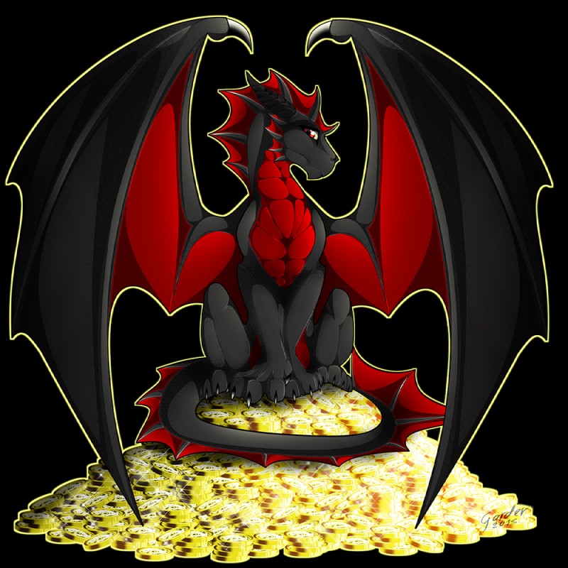 claws coin feral horn looking_at_viewer male membrane_(anatomy) membranous_wings red_eyes simple_background sitting solo tail transparent_background treasure wings gard3r mythology sruhikan dragon mythological_creature mythological_scalie scalie 1:1 2015 alpha_channel