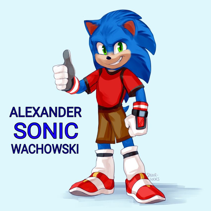 alexander "sonic" wachowski and sonic the hedgehog (sonic the hedgehog (series) and etc) created by solar-socks