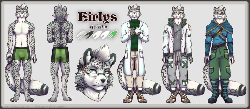 anthro clothing contemporary eyewear fantasy glasses male solo tall underwear adrenalineart eirlys_copa felid feline mammal pantherine snow_leopard absurd_res hi_res model_sheet