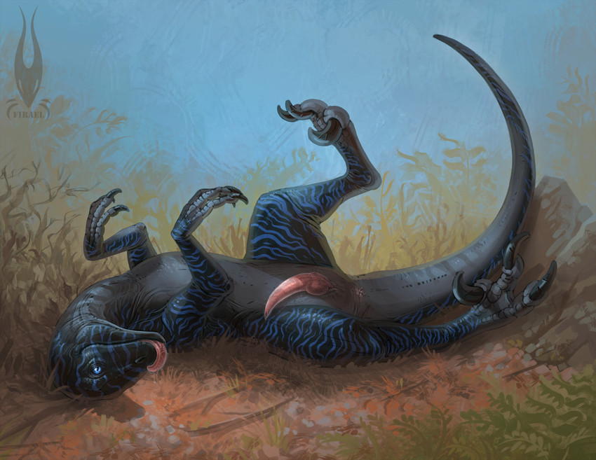 anus claws erection feral genitals looking_at_viewer lying male nude on_back paws penis playful presenting presenting_penis solo spread_legs spreading tail tongue tongue_out firael nightwind_(siranor) dinosaur dromaeosaurid prehistoric_species reptile scalie theropod utahraptor 2020