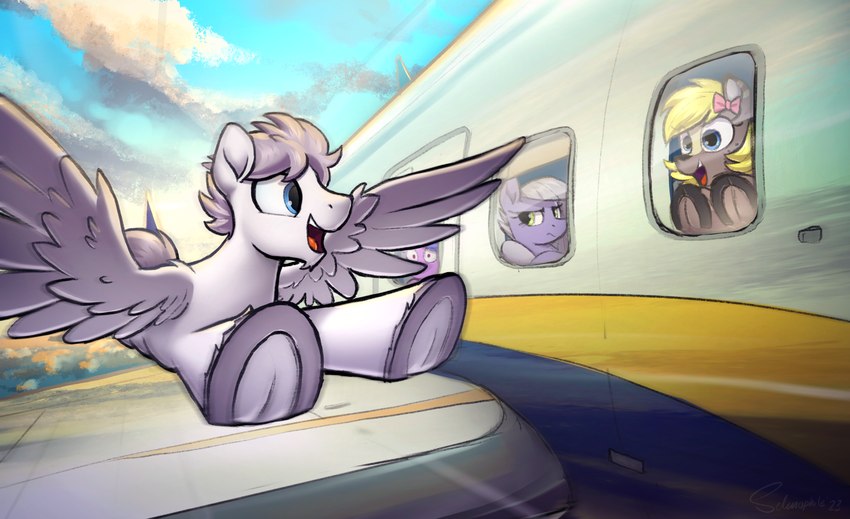 aircraft airplane ambiguous_gender cloud feral flying group hooves male open_mouth solo_focus vehicle wings selenophile friendship_is_magic hasbro my_little_pony mythology fan_character limestone_pie_(mlp) seleno equid equine mammal mythological_creature mythological_equine pegasus 2023 absurd_res digital_media_(artwork) hi_res