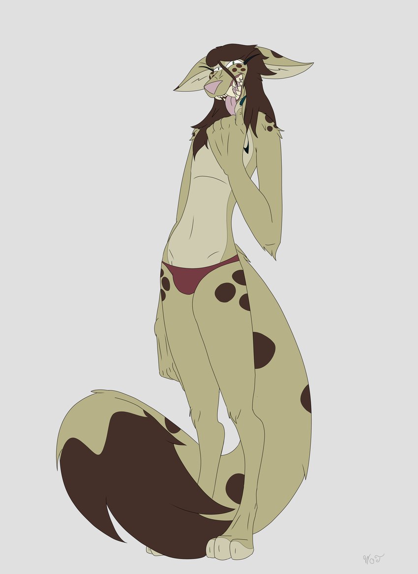 big_hands big_teeth brown_hair clothing femboy fur hair implied_transformation long_hair long_tail macro male panties tail tall transformation underwear yellow_body yellow_fur wot nicky_(wot) felid feline mammal absurd_res hi_res