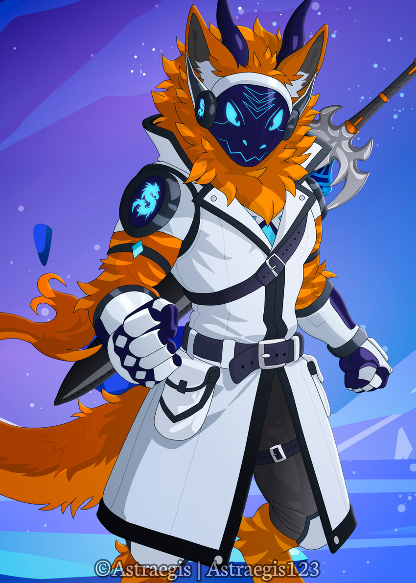 anthro astraegis clothing cybernetics cyberpunk futuristic machine male melee_weapon protogen_armor protogen_face protogen_visor solo space sword warrior weapon dreiden dreiden_dorian cyborg protogen absurd_res digital_drawing_(artwork) digital_media_(artwork) hi_res