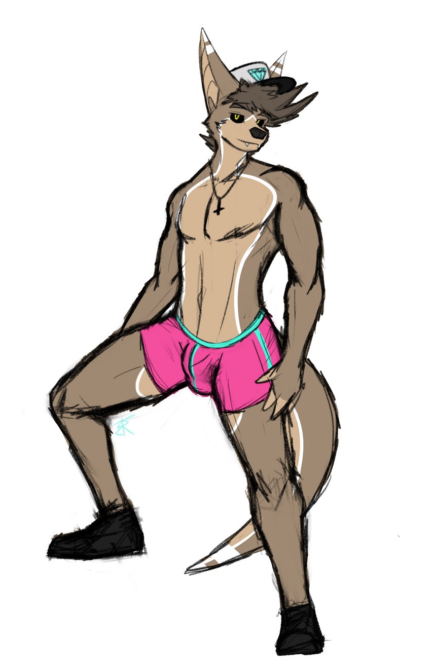 anthro big_ears black_sclera boxer_briefs brown_hair bulge clothed clothing fangs footwear fur hair hat headgear headwear invisible_geometry jewelry lean_muscle male multicolored_body multicolored_fur necklace pink_clothing pink_underwear raised_leg shoes simple_background smile solo teeth two_tone_body two_tone_fur underwear white_background botter_dork rio_(botter_dork) bat hybrid mammal mustelid otter 2021 absurd_res digital_drawing_(artwork) digital_media_(artwork) hi_res