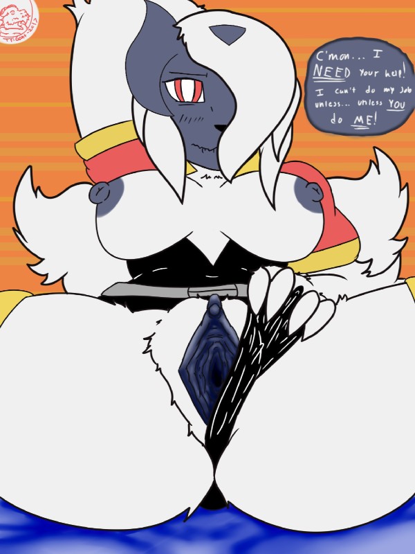 anthro anthrofied breasts clitoris female genitals nipples pokemorph presenting pussy solo trigoat nintendo pokemon generation_6_pokemon mega_absol mega_evolution pokemon_(species) 3:4 hi_res