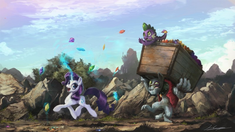 anthro blue_eyes canterlot cloud collar crate female gem glowing green_eyes group hair horn magic male outside plant pupils purple_hair rock shrub sky slit_pupils sparkles tail water waterfall huussii friendship_is_magic hasbro my_little_pony mythology rarity_(mlp) rover_(mlp) spike_(mlp) canid diamond_dog_(mlp) dragon equid equine mammal mythological_creature mythological_equine mythological_scalie scalie unicorn 16:9 2014 hi_res widescreen