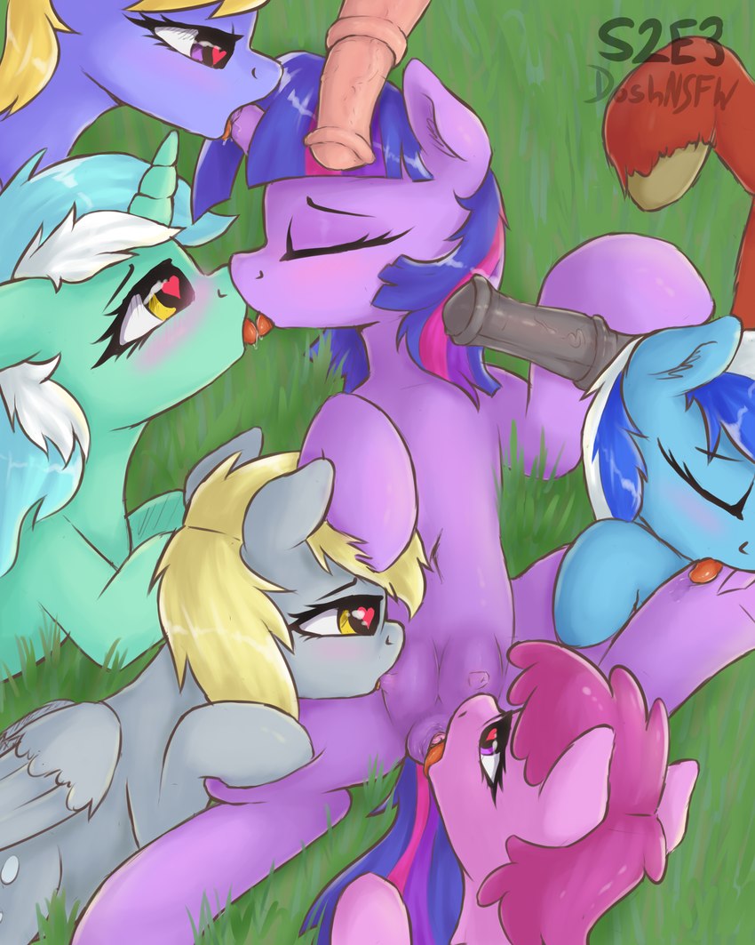 lyra heartstrings, twilight sparkle, cloud kicker, derpy hooves, berry punch, and etc (friendship is magic and etc) created by dosh