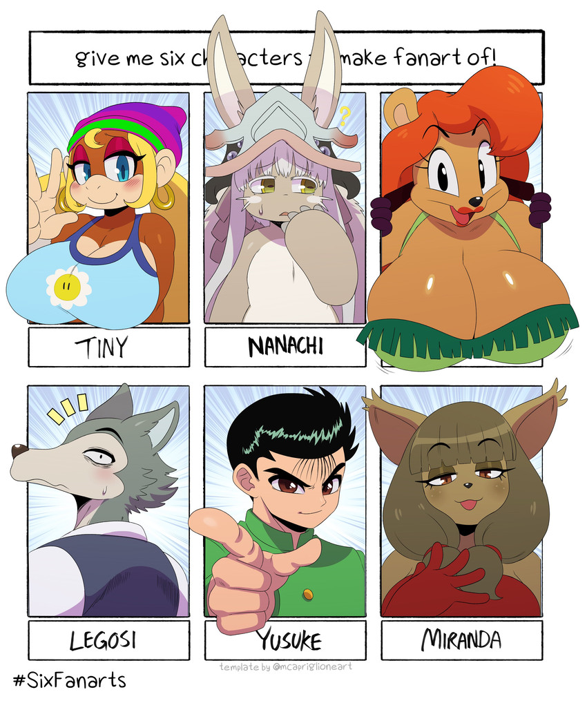 legoshi, miranda, yusuke urameshi, julie bruin, tiny kong, and etc (six fanarts challenge and etc) created by sssonic2