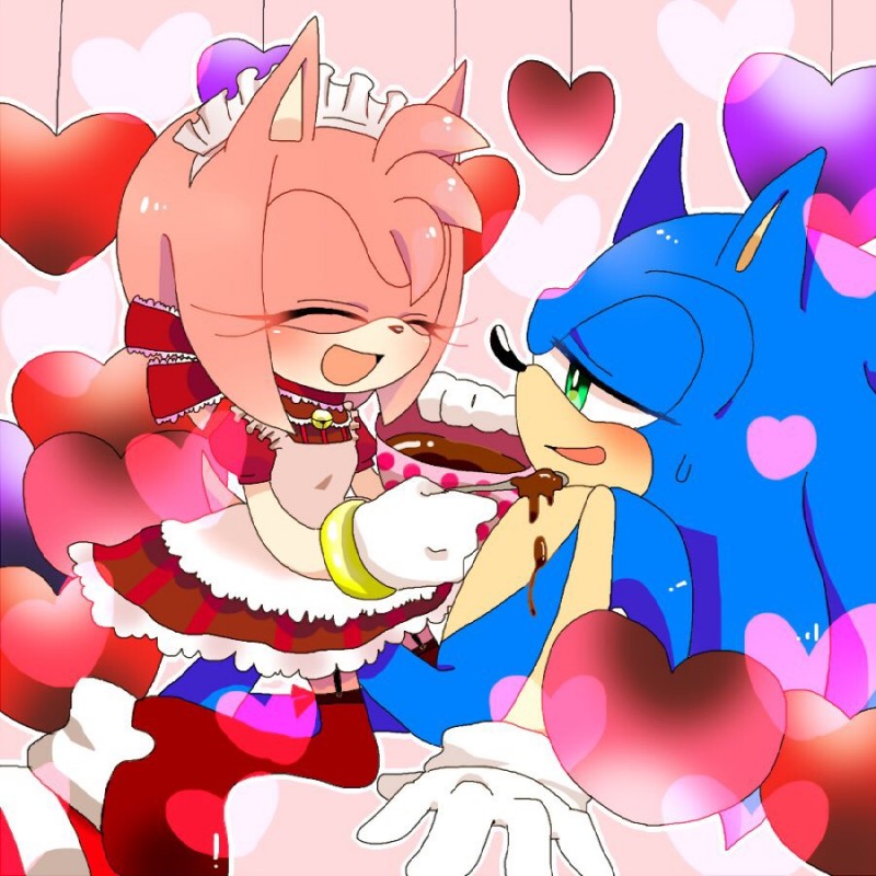 amy rose and sonic the hedgehog (sonic the hedgehog (series) and etc) created by kumakichi (tukihime00)