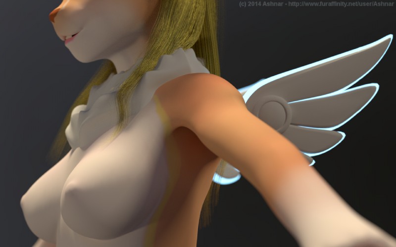 anthro blonde_hair breasts feathered_wings feathers female hair nipples nude simple_background smile solo text wings ashnar phina_(ashnar) lagomorph mammal skvader 16:10 3d_(artwork) digital_media_(artwork) url widescreen