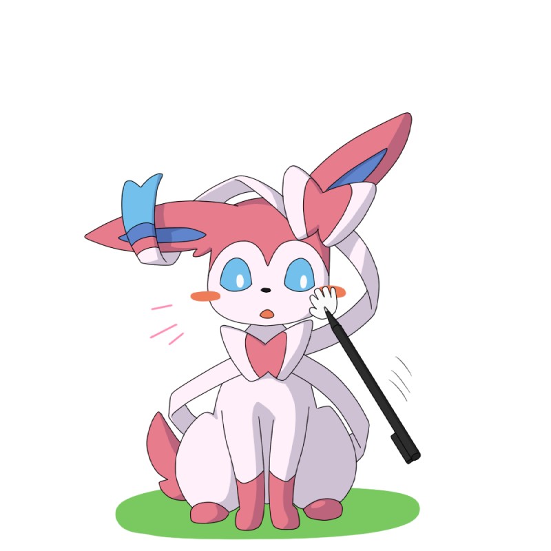 ambiguous_gender blush disembodied_hand duo solo_focus stylus dlrowdog nintendo pokemon pokemon_amie eeveelution generation_6_pokemon pokemon_(species) sylveon 1:1 2013