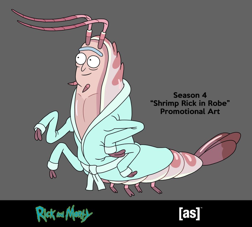 grey_background looking_up male simple_background smile solo joy_erskine adult_swim cartoon_network rick_and_morty rick_sanchez arthropod crustacean marine shrimp official_art