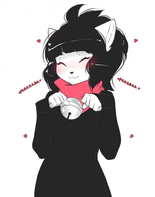 anthro bell blush clothed clothing eyes_closed female heart_symbol purring smile solo standing suelix mercy_(suelix) felid mammal absurd_res digital_media_(artwork) hi_res male_(lore)