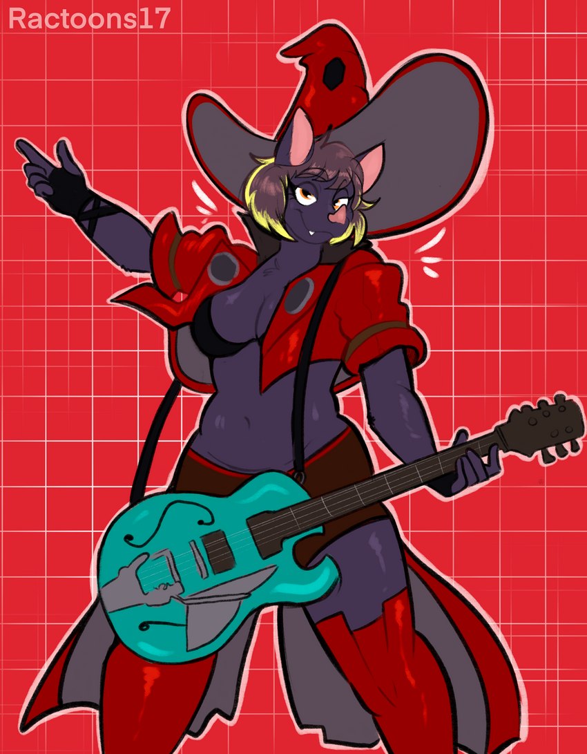 anthro black_hair breasts clothing electric_guitar female female_anthro guitar hair handwear musical_instrument plucked_string_instrument short_hair slightly_chubby slightly_chubby_female solo string_instrument ractoons arc_system_works guilty_gear charlotte_corvinus_(charliecorvinus) i-no_(guilty_gear) bat hybrid leaf-nosed_bat mammal megabat microbat vampire_bat yangochiropteran digital_media_(artwork) hi_res portrait three-quarter_portrait